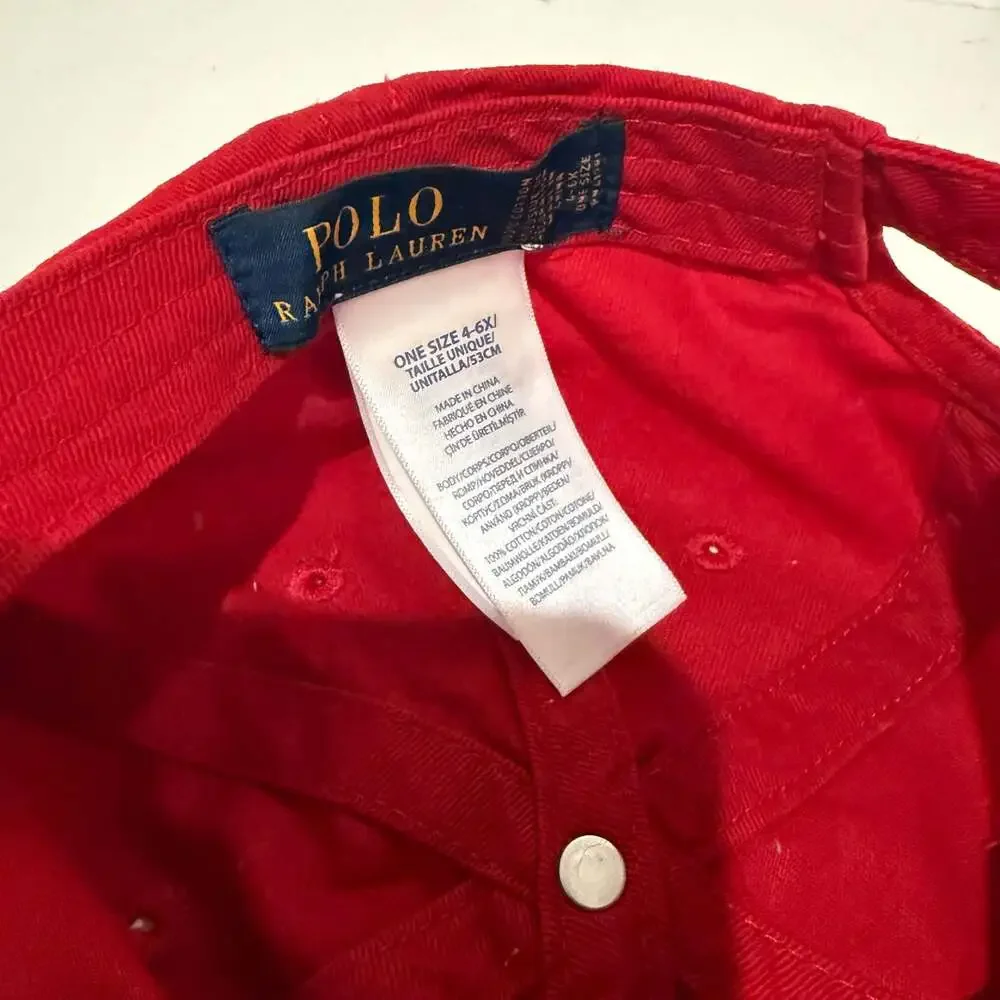 Polo Ralph Lauren Red Ski Polo Bear Twill Baseball Cap Kids Size 4-6X